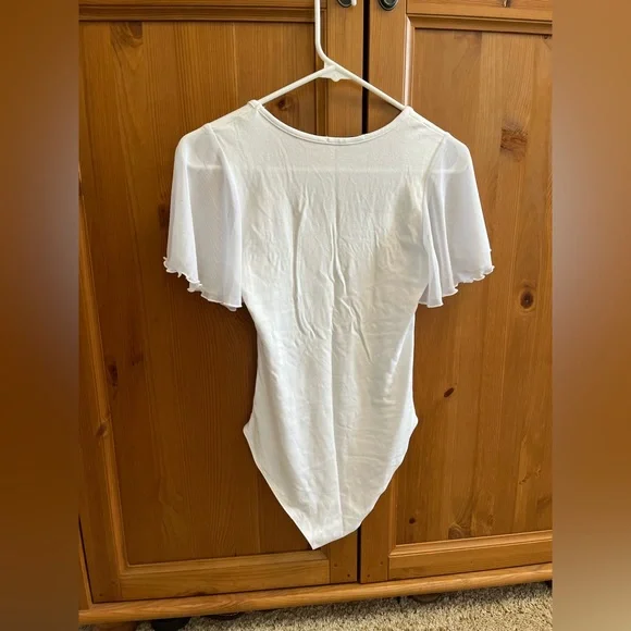 White Mangopop bodysuit short sleeves size XS - Picture 2 of 5